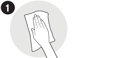 Icono de pared limpia en preparación para usar los ganchos Command™
